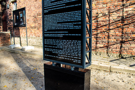 Oswiecim, Poland - October 07, 2022 Auschwitz, the largest concentration camp complex in the Third Reich, both a concentration camp and an extermination center, built for exterminating the jews peopleのeditorial素材