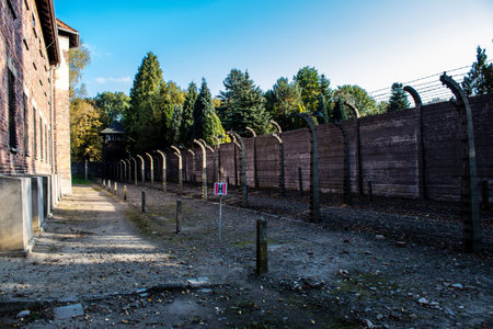 Oswiecim, Poland - October 07, 2022 Auschwitz, the largest concentration camp complex in the Third Reich, both a concentration camp and an extermination center, built for exterminating the jews peopleのeditorial素材