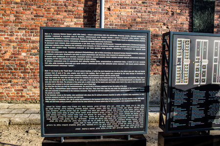 Oswiecim, Poland - October 07, 2022 Auschwitz, the largest concentration camp complex in the Third Reich, both a concentration camp and an extermination center, built for exterminating the jews peopleのeditorial素材