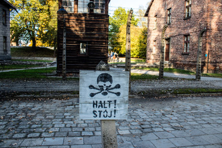 Oswiecim, Poland - October 07, 2022 Auschwitz, the largest concentration camp complex in the Third Reich, both a concentration camp and an extermination center, built for exterminating the jews peopleのeditorial素材