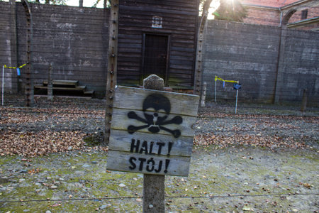 Oswiecim, Poland - October 07, 2022 Auschwitz, the largest concentration camp complex in the Third Reich, both a concentration camp and an extermination center, built for exterminating the jews peopleのeditorial素材