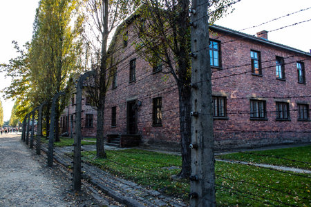 Oswiecim, Poland - October 07, 2022 Auschwitz, the largest concentration camp complex in the Third Reich, both a concentration camp and an extermination center, built for exterminating the jews peopleのeditorial素材