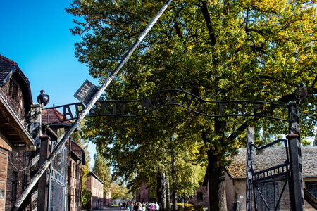 Oswiecim, Poland - October 07, 2022 Auschwitz, the largest concentration camp complex in the Third Reich, both a concentration camp and an extermination center, built for exterminating the jews peopleのeditorial素材