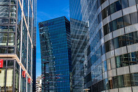 Paris, France - September 12, 2022 Cityscape and architecture of La Defense, a business district...