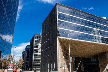 Paris, France - September 12, 2022 Cityscape and architecture of La Defense, a business district...