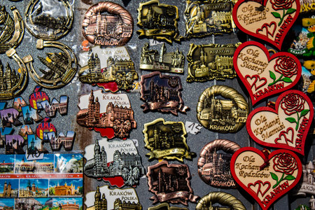 Krakow, Poland - October 08, 2022 Decorative objects and various gift sold in a souvenir shop, tourists take home typical Polish decorative object from Krakowのeditorial素材