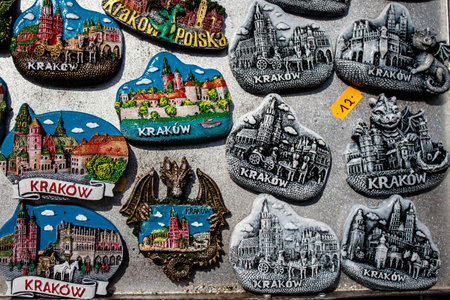 Krakow, Poland - October 08, 2022 Decorative objects and various gift sold in a souvenir shop, tourists take home typical Polish decorative object from Krakowのeditorial素材