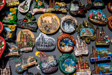 Krakow, Poland - October 08, 2022 Decorative objects and various gift sold in a souvenir shop, tourists take home typical Polish decorative object from Krakowのeditorial素材
