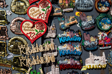 Krakow, Poland - October 08, 2022 Decorative objects and various gift sold in a souvenir shop, tourists take home typical Polish decorative object from Krakowのeditorial素材
