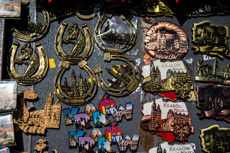Krakow, Poland - October 08, 2022 Decorative objects and various gift sold in a souvenir shop, tourists take home typical Polish decorative object from Krakowのeditorial素材