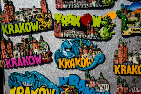 Krakow, Poland - October 08, 2022 Decorative objects and various gift sold in a souvenir shop, tourists take home typical Polish decorative object from Krakowのeditorial素材
