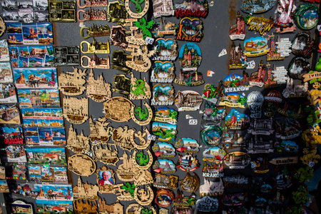 Krakow, Poland - October 08, 2022 Decorative objects and various gift sold in a souvenir shop, tourists take home typical Polish decorative object from Krakowのeditorial素材