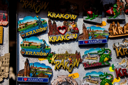 Krakow, Poland - October 08, 2022 Decorative objects and various gift sold in a souvenir shop, tourists take home typical Polish decorative object from Krakowのeditorial素材