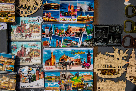 Krakow, Poland - October 08, 2022 Decorative objects and various gift sold in a souvenir shop, tourists take home typical Polish decorative object from Krakowのeditorial素材