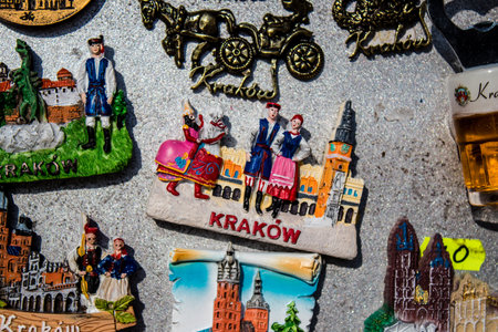 Krakow, Poland - October 08, 2022 Decorative objects and various gift sold in a souvenir shop, tourists take home typical Polish decorative object from Krakowのeditorial素材