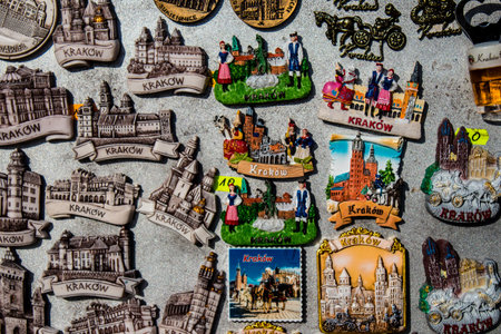 Krakow, Poland - October 08, 2022 Decorative objects and various gift sold in a souvenir shop, tourists take home typical Polish decorative object from Krakowのeditorial素材