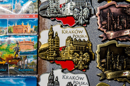 Krakow, Poland - October 08, 2022 Decorative objects and various gift sold in a souvenir shop, tourists take home typical Polish decorative object from Krakowのeditorial素材