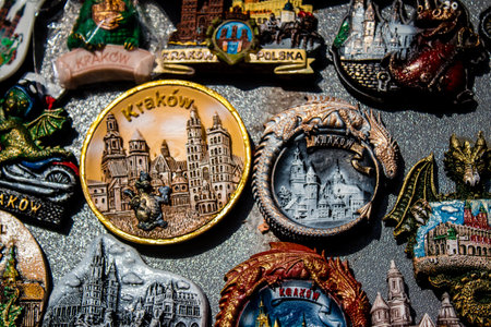 Krakow, Poland - October 08, 2022 Decorative objects and various gift sold in a souvenir shop, tourists take home typical Polish decorative object from Krakowのeditorial素材