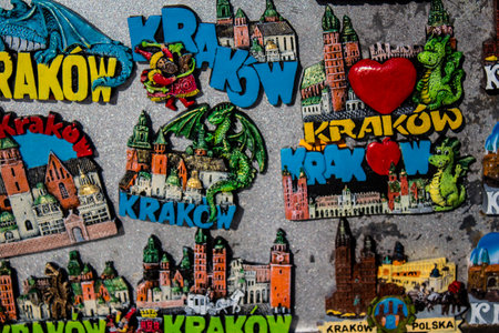 Krakow, Poland - October 08, 2022 Decorative objects and various gift sold in a souvenir shop, tourists take home typical Polish decorative object from Krakowのeditorial素材