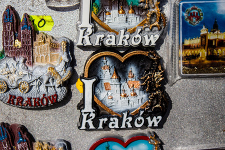 Krakow, Poland - October 08, 2022 Decorative objects and various gift sold in a souvenir shop, tourists take home typical Polish decorative object from Krakowのeditorial素材