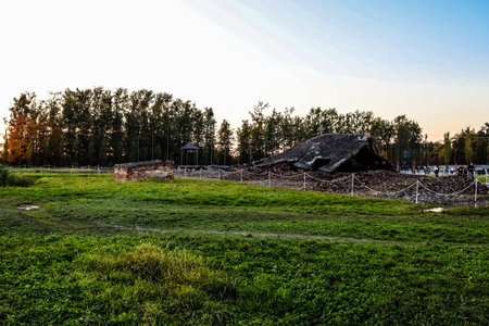 Oswiecim, Poland - October 07, 2022 Birkenau, the largest concentration camp complex in the Third Reich, both a concentration camp and an extermination center, built for exterminating the jews peopleのeditorial素材
