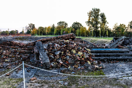 Oswiecim, Poland - October 07, 2022 Birkenau, the largest concentration camp complex in the Third Reich, both a concentration camp and an extermination center, built for exterminating the jews peopleのeditorial素材