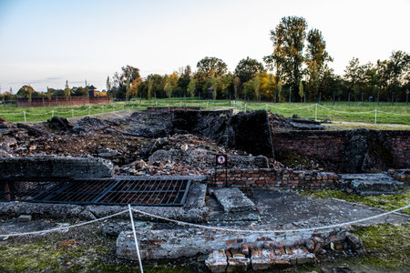 Oswiecim, Poland - October 07, 2022 Birkenau, the largest concentration camp complex in the Third Reich, both a concentration camp and an extermination center, built for exterminating the jews peopleのeditorial素材