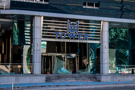 Aftermath of massive Russian missile attacks, an office building near the train station was hit...