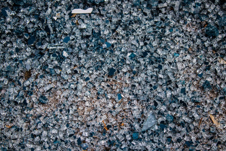 Aftermath of massive Russian missile attacks, debris littering the ground around the Samsung office building. The blast from the explosion sent shards of glass and metal in all directions causing extensive secondary damage, many people were seriously injuのeditorial素材