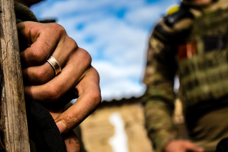 Soldiers have a resting time and enjoy before the attack, Ukrainian army infantry soldiers on the front line, they specialize in mortar fire from enemy lines. Their objective is to weaken the Russian army by permanent fire, their situation is very dangeroのeditorial素材