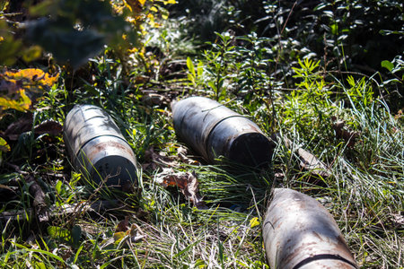 Battlefield near Kherson in Ukraine, after the Russian army has undergone a defeat, the Ukrainian offensive was a success and numerous Russian lossのeditorial素材