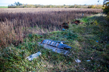 Battlefield near Kherson in Ukraine, after the Russian army has undergone a defeat, the Ukrainian offensive was a success and numerous Russian lossのeditorial素材