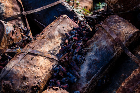 Battlefield near Kherson in Ukraine, after the Russian army has undergone a defeat, the Ukrainian offensive was a success and numerous Russian lossのeditorial素材