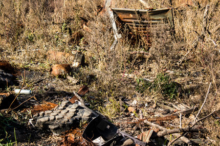 Battlefield near Kherson in Ukraine, after the Russian army has undergone a defeat, the Ukrainian offensive was a success and numerous Russian lossのeditorial素材