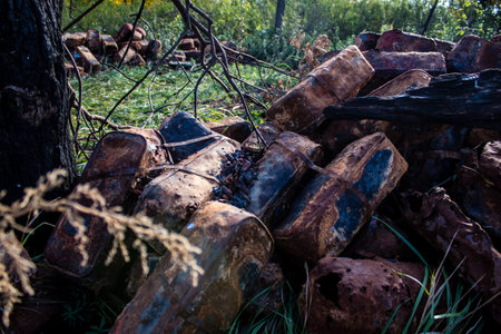 Battlefield near Kherson in Ukraine, after the Russian army has undergone a defeat, the Ukrainian offensive was a success and numerous Russian lossのeditorial素材
