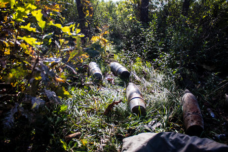 Battlefield near Kherson in Ukraine, after the Russian army has undergone a defeat, the Ukrainian offensive was a success and numerous Russian lossのeditorial素材