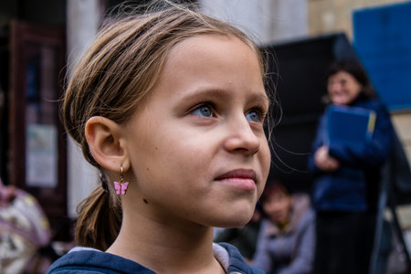 Children from Bakhmut in Ukraine residing at the Dnipro refugee house. Caritas Ukraine provides humanitarian aid and supports communities affected by the long-term impacts of the conflict, including emergency supplies, education and healthcareのeditorial素材