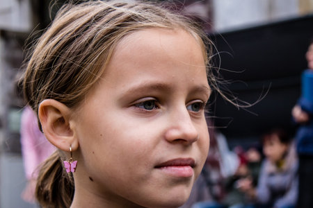 Children from Bakhmut in Ukraine residing at the Dnipro refugee house. Caritas Ukraine provides humanitarian aid and supports communities affected by the long-term impacts of the conflict, including emergency supplies, education and healthcareのeditorial素材