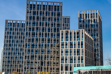 Cityscape and architecture of the city of Kyiv during the war with Russia, the historic and modern buildings of Kyiv are the target of Russian missiles and the sirens sound every dayのeditorial素材