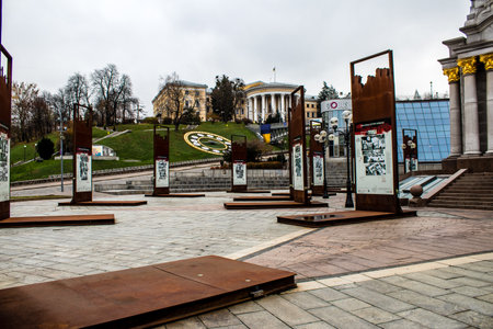 "Painted History of Maidan" art exhibition located at Maidan Nezalezhnosti in the central square of Kyiv, the capital of Ukraine. The objective of this exhibition is to highlight this place which is the symbol of the revolution with drawings made with sprのeditorial素材
