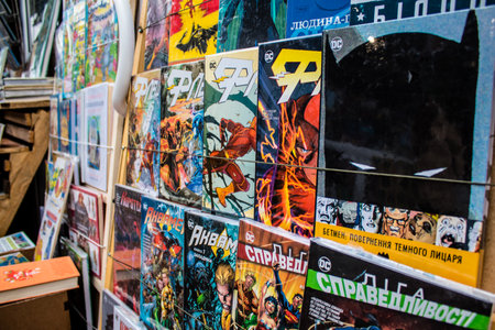 Book market Petrivka located in Kyiv, Ukraine. Famous for its great range of books. Sprawling open air market with stalls selling secondhand books. Despite the war and the fact that there are no tourists, this place remains very popular for locals who visのeditorial素材