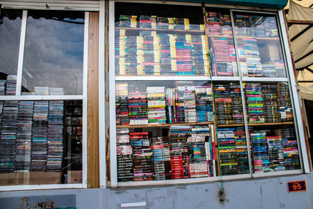 Book market Petrivka located in Kyiv, Ukraine. Famous for its great range of books. Sprawling open air market with stalls selling secondhand books. Despite the war and the fact that there are no tourists, this place remains very popular for locals who visのeditorial素材
