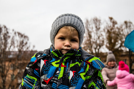 kid of Kherson celebrate the liberation of the city on Freedom Square in the city center. Russian troops left Kherson after a nine-month occupationのeditorial素材