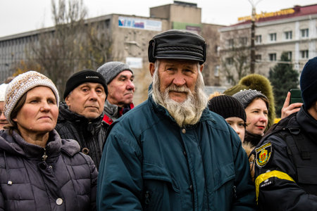 Citizens of Kherson celebrate the liberation of the city on Freedom Square in the city center. Russian troops left Kherson after a nine-month occupationのeditorial素材