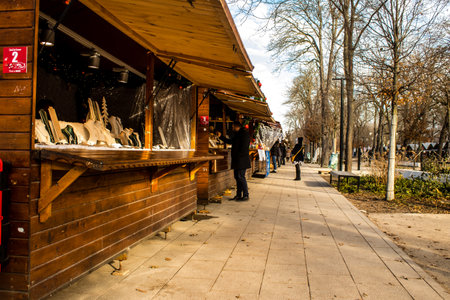 On the Promenades Jean-Louis Schneiter, the 150 chalets of the "Christmas Village" will be deployed. Christmas Market in Reims will take place from December 1 to 30, 2022. The stands are made up of a multitude of gastronomic, artisanal and festive productのeditorial素材