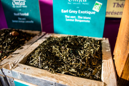 Tea stand at the Christmas Market in Reims will take place from December 1 to 30, 2022. On the Promenades Jean-Louis Schneiter, the 150 chalets of the "Christmas Village" will be deployed.のeditorial素材