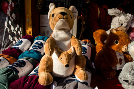 Animal-shaped plush hot water bottle at the Christmas Market in Reims will take place from December 1 to 30, 2022. On the Promenades Jean-Louis Schneiter, the 150 chalets of the "Christmas Village" will be deployed.のeditorial素材