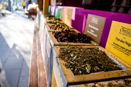 Tea stand at the Christmas Market in Reims will take place from December 1 to 30, 2022. On the Promenades Jean-Louis Schneiter, the 150 chalets of the "Christmas Village" will be deployed.のeditorial素材