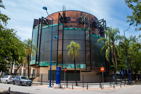 Seville, Spain - June 06, 2023 Architecture and cityscape of Cartuja Island, one of the neighborhoods of Seville, emblematic city and capital of Andalusia.のeditorial素材