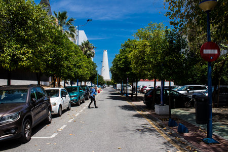 Seville, Spain - June 06, 2023 Architecture and cityscape of Cartuja Island, one of the neighborhoods of Seville, emblematic city and capital of Andalusia.のeditorial素材